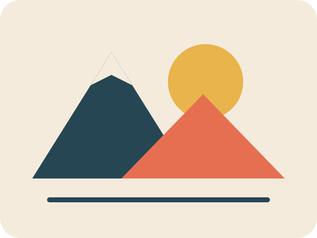 Original raster illustration of mountains and a sun